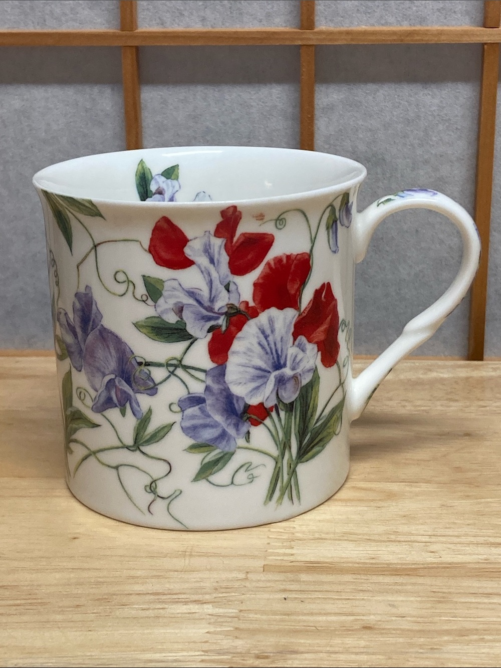 Vintage Heath McCabe Sweet Pea Fine Bone China Mug Floral Coffee Cup British
